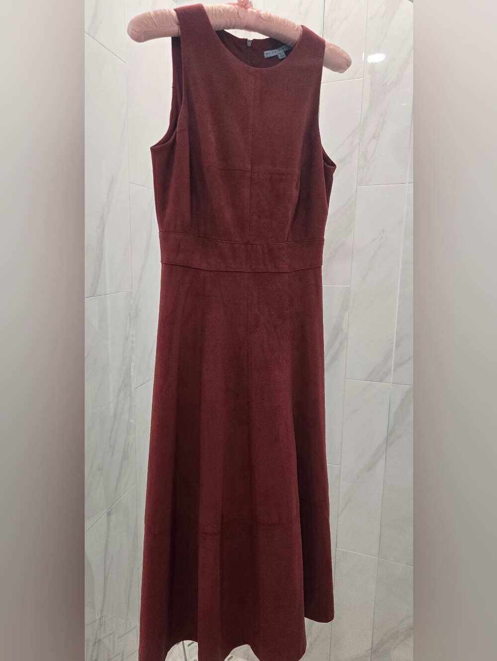 Antonio Melani Suede-effect Rust color sleeveless Midi Fit & Flare Dress,  Sz: 2